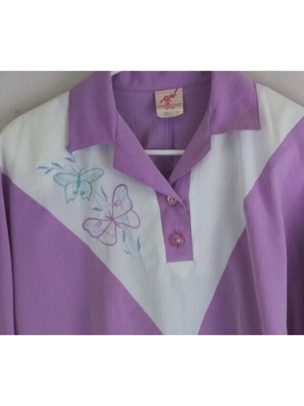 Vintage G.W. Graff Petite Blouse With Floral Butterfly Design Petite Small - Picture 2 of 7